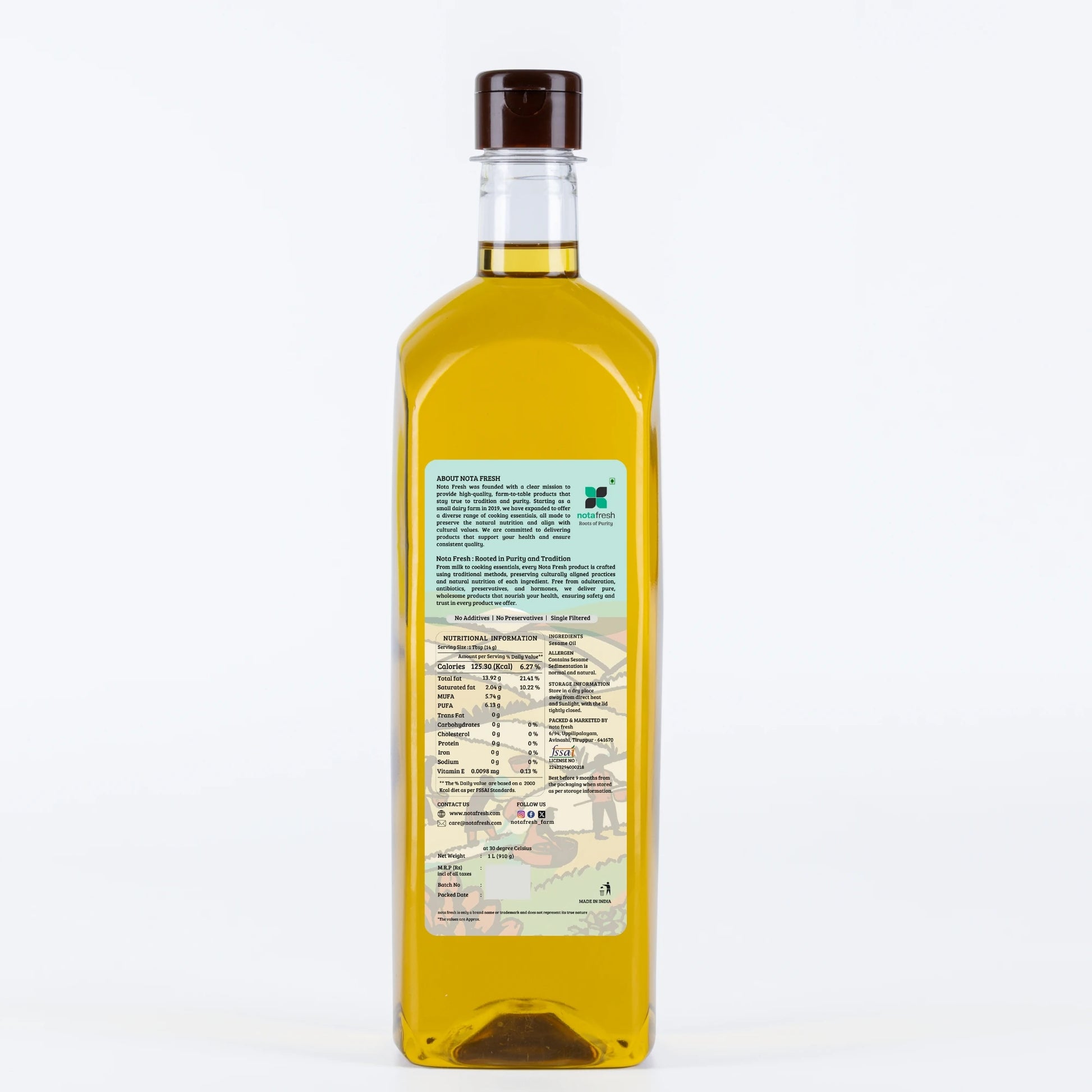 Nota fresh Pure, adulteration free wood-pressed sesame oil perfect for healthy cooking 