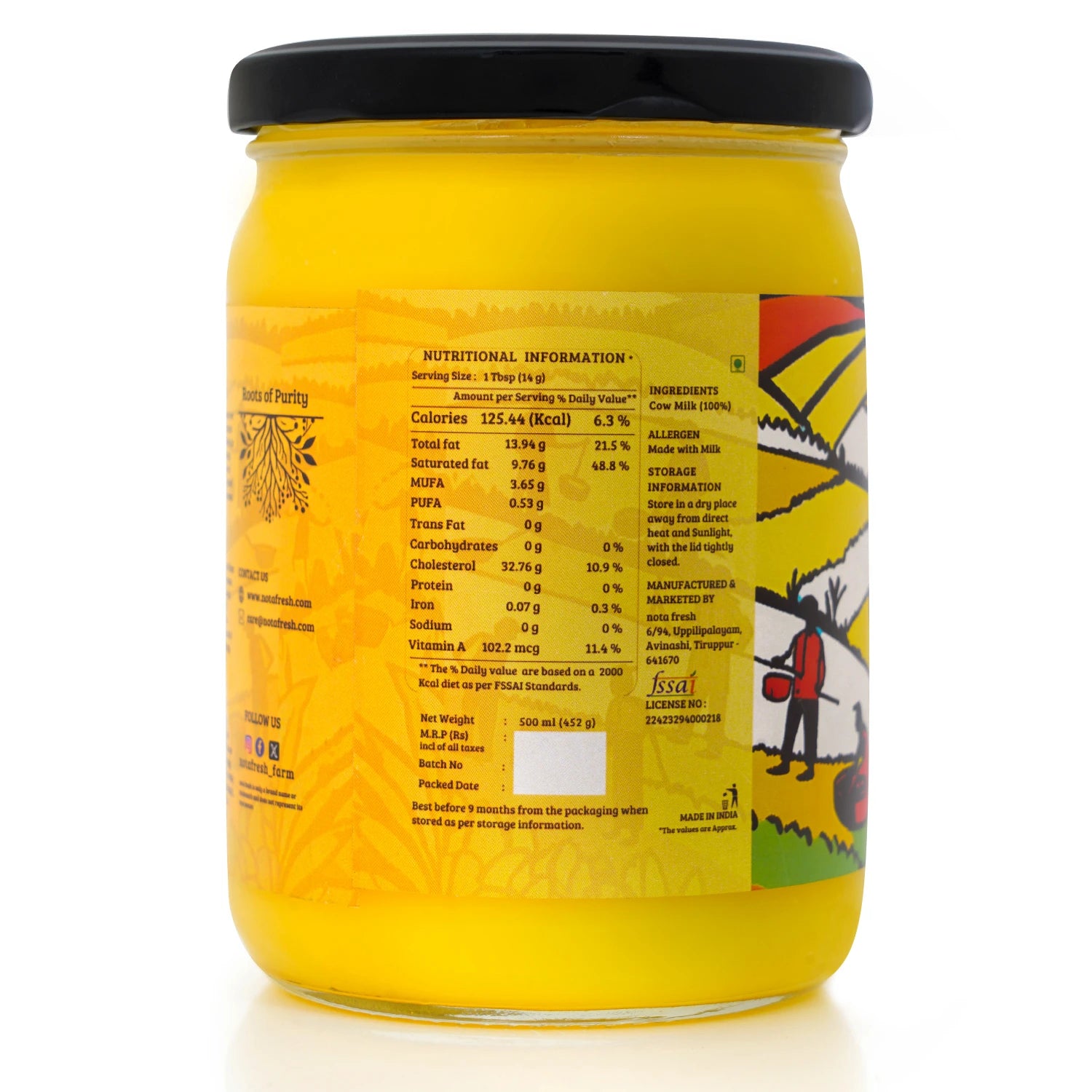 Rich golden texture of slow-churned Bilona ghee from farm-fresh milk