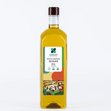 Nota fresh wood pressed sesame oil ideal for hair growth, skin nourishment, and holistic wellness routines